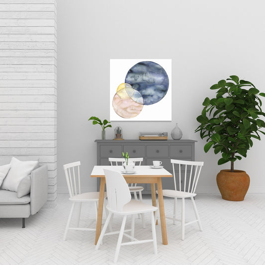 Retro Blue Circles Canvas - Vintage Home Decor Wall Art