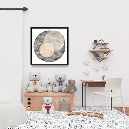 Retro Shapes Gray Framed Canvas - Interlocking Home Decor