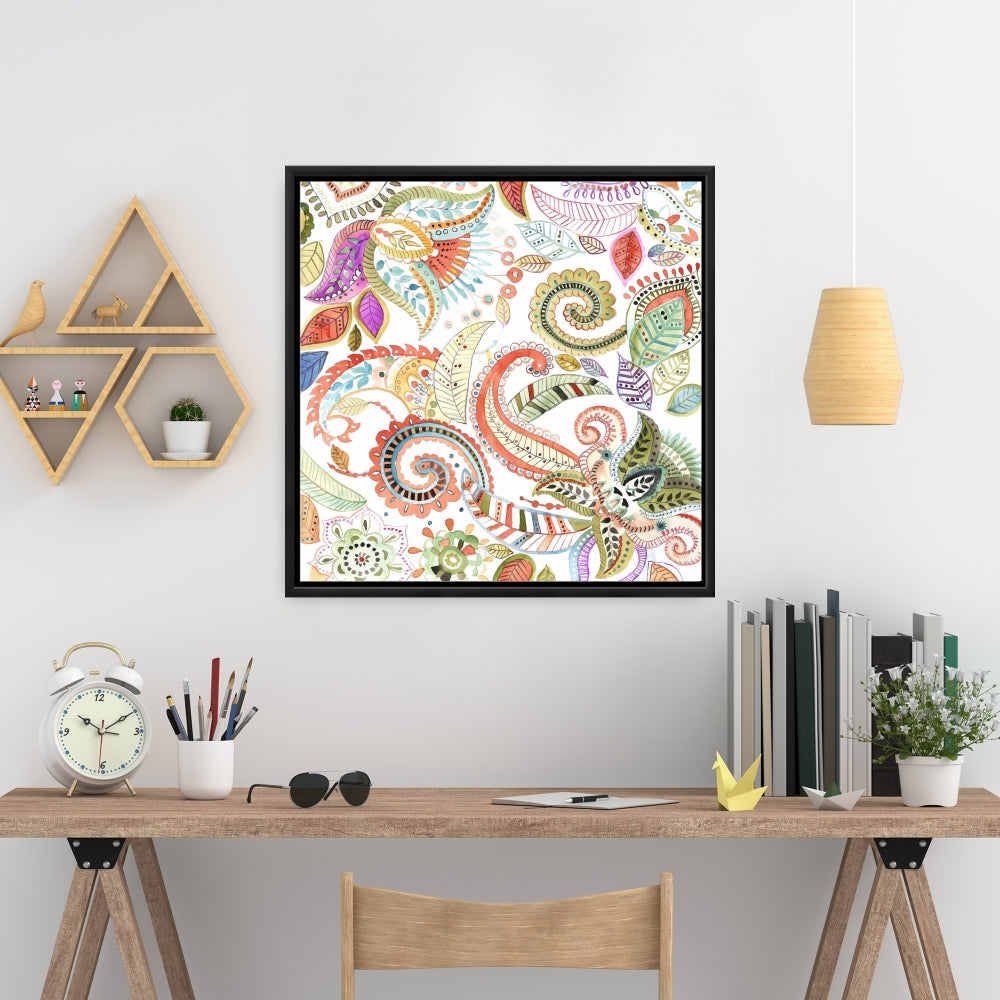 Watercolor Paisley Floral Canvas - Bedroom Flowers Decor