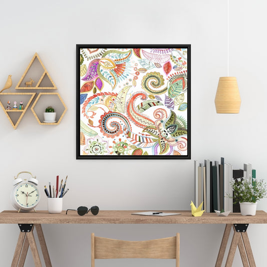 Watercolor Paisley Floral Canvas - Bedroom Flowers Decor