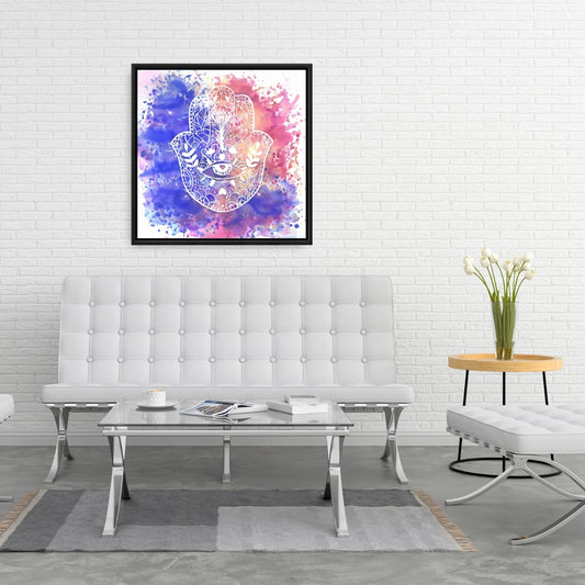 Toile Main de Hamsa | Décoration spirituelle violette pour chambre à coucher