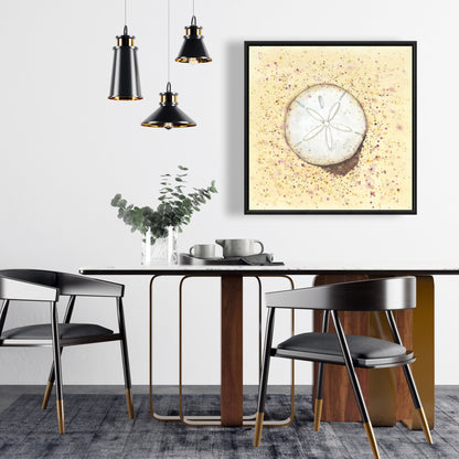 Toile encadrée « Sand Dollar » marine | Décoration d'intérieur côtière