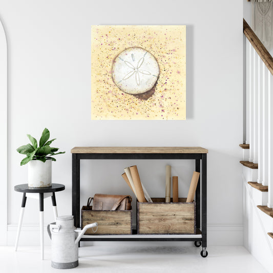 Sand-dollar Beige Canvas | Aquatic Bathroom Decor Art
