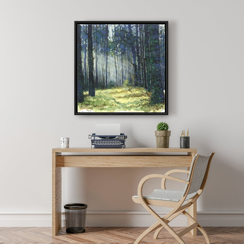 Toile encadrée représentant un paysage d'arbres lumineux | Décoration d'intérieur