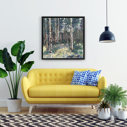 Birches Blue Trees Framed Canvas - Home Decor Wall Art