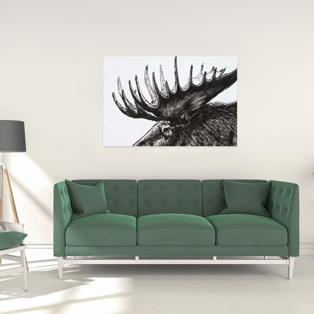 White Deer Rustic Canvas - Moose Plume | Home Decor Art