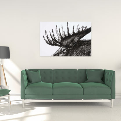 White Deer Rustic Canvas - Moose Plume | Home Decor Art