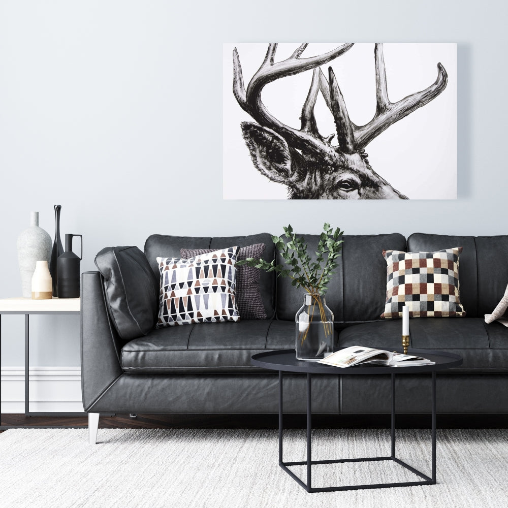 White Animals Bedroom Canvas - Roe Deer Plume Home Decor