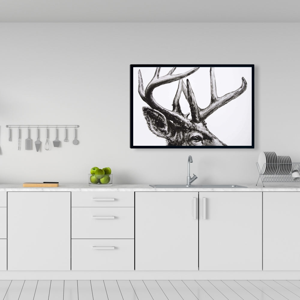 Roe Deer Plume Canvas | Rustic Bedroom Animals Wall Art Decor