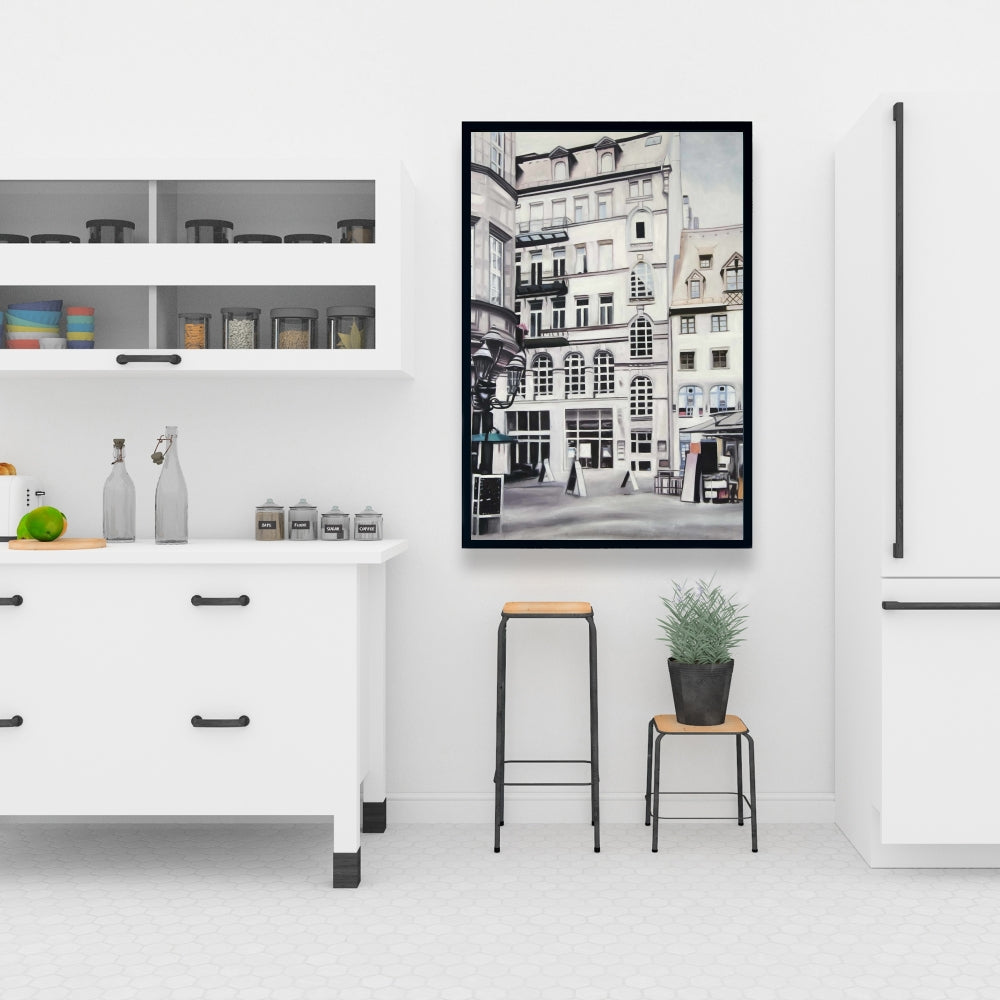 Hyperrealist Bedroom Canvas | Street Scene in Germany Decor