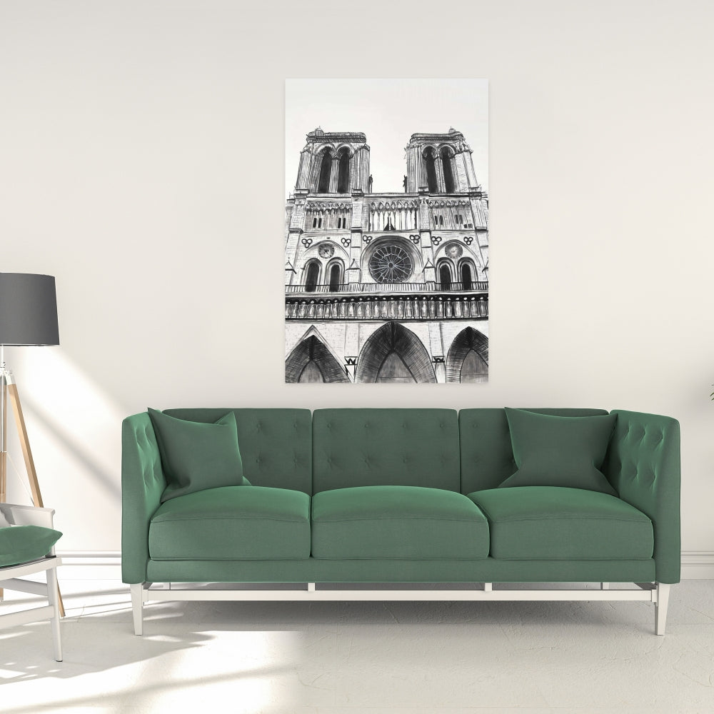 Notre-Dame de Paris Cathedral White Canvas | Bedroom Decor