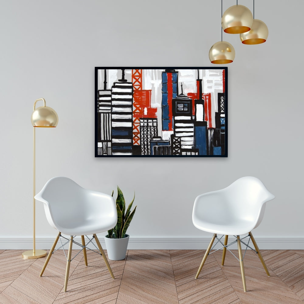 Geometric Towers and Buildings Canvas - Cities Contemporary Art
