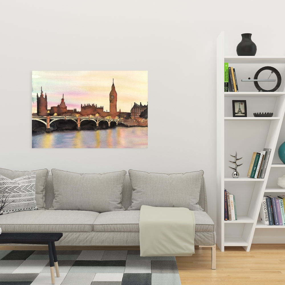 Sunset on the Big Ben | Blue Cities Canvas | Home Decor
