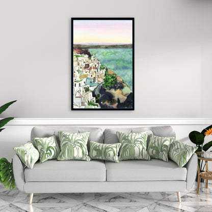 Toile turquoise marine côtière - Décor paysage de Crète