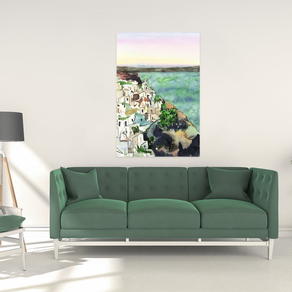 Toile turquoise marine, paysage de Crète – Décoration d'intérieur