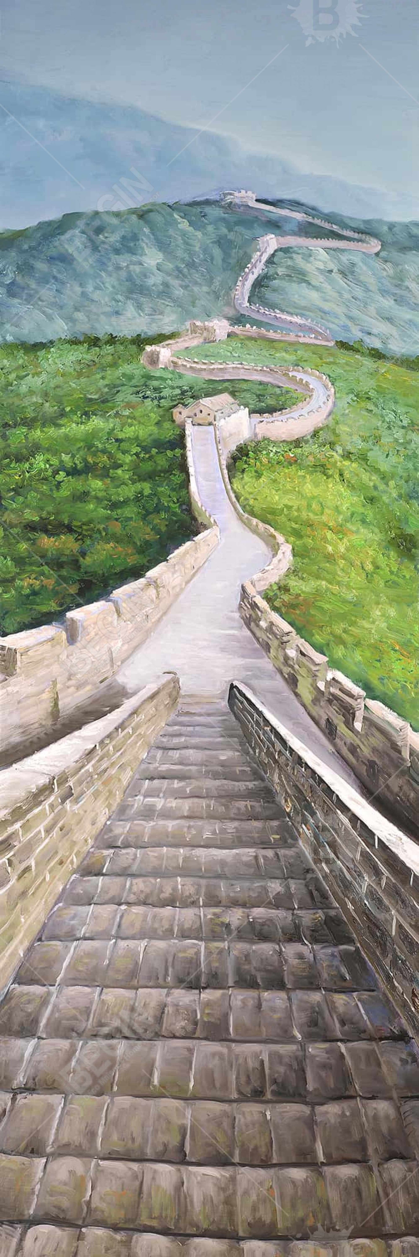 Blue Great Wall Mutianyu Framed Canvas | Contemporary Decor