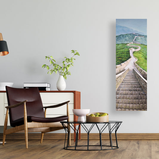 Great Wall of Mutianyu Canvas - Mountains Blue Bedroom Decor