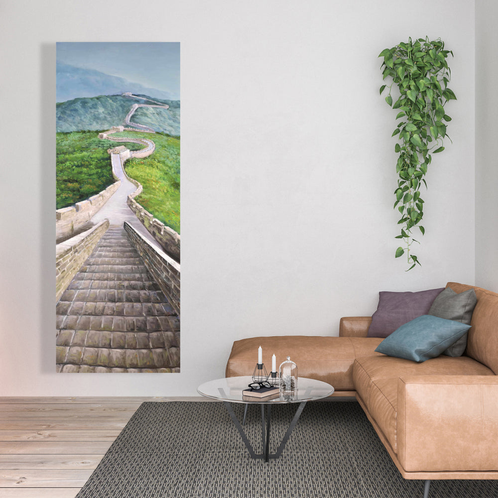 Great Wall of Mutianyu Canvas - Mountains Blue Bedroom Decor