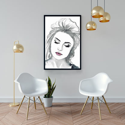 Bohemian White Framed Canvas - Watercolor Delicate Woman Decor