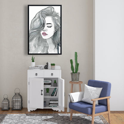 Bohemian Bedroom Woman Framed Canvas | Beautiful Hair Art