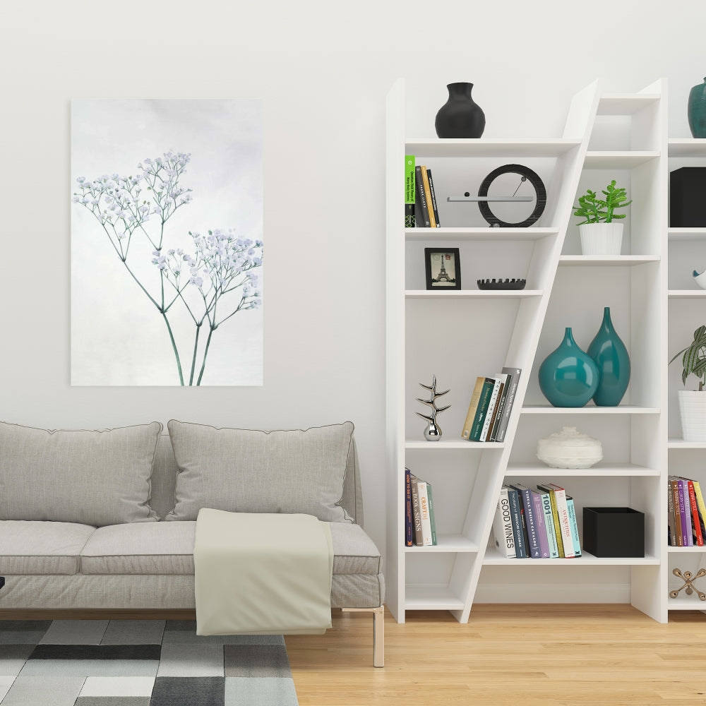Toile minimaliste gypsophile bleue | Décoration de chambre
