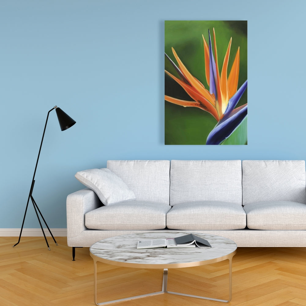 Bird of Paradise Flower Canvas | Green Botanical Home Decor