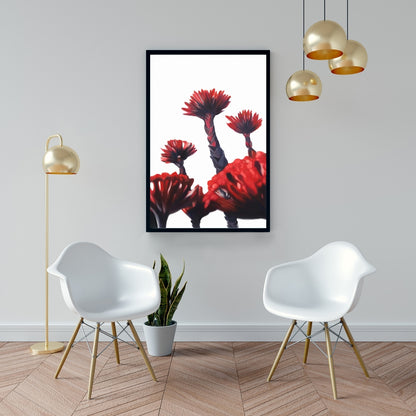 Toile encadrée de fleurs tropicales rouges botaniques | Décoration d'intérieur