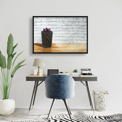Succulente en pot | Toile encadrée florale et botanique