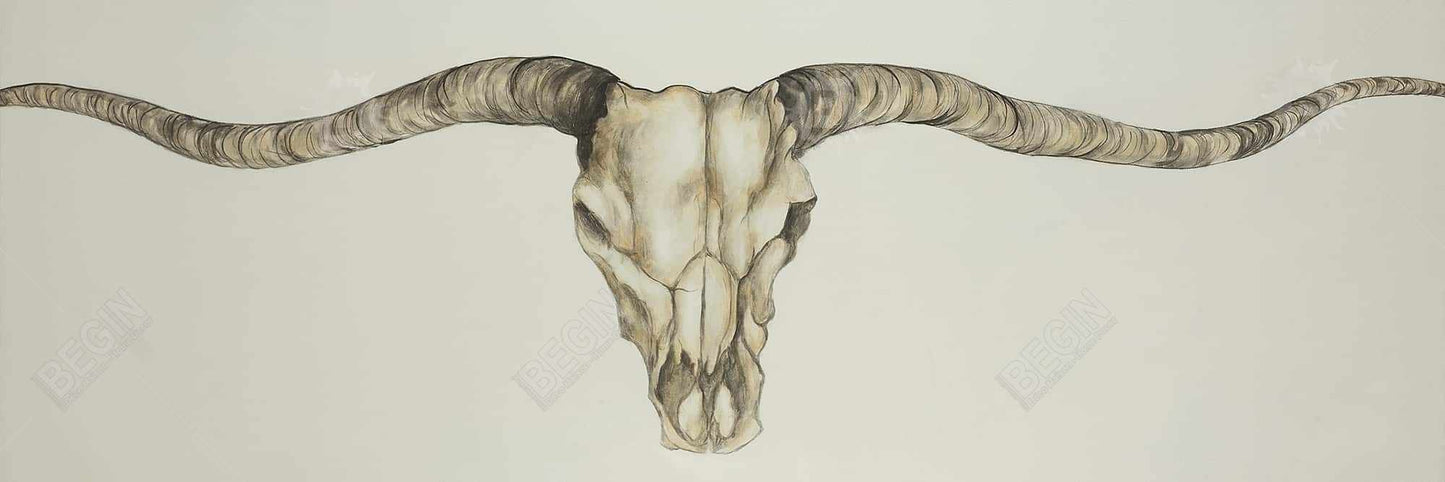 Toile Crâne à longues cornes | Décoration rustique pour chambre à coucher