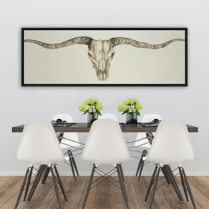 Toile Crâne à longues cornes | Décoration rustique pour chambre à coucher