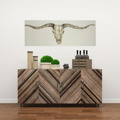 Rustic Long Horn Skull Canvas - Country Bedroom Home Decor