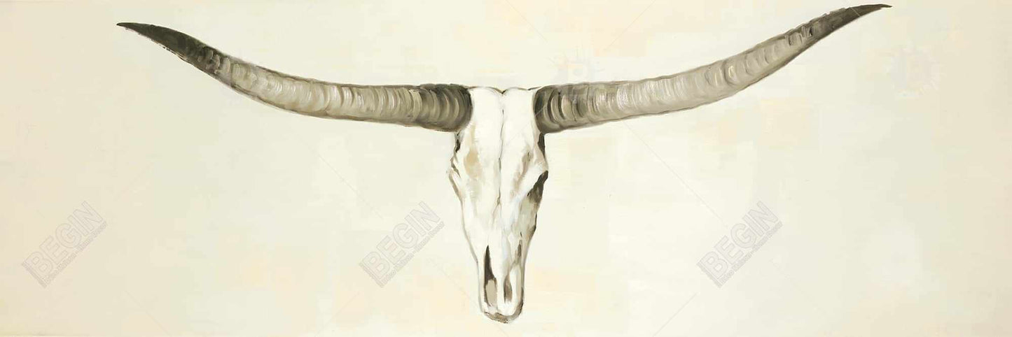 Longhorn Cattle Skull Canvas - Brown Animal Bedroom Decor