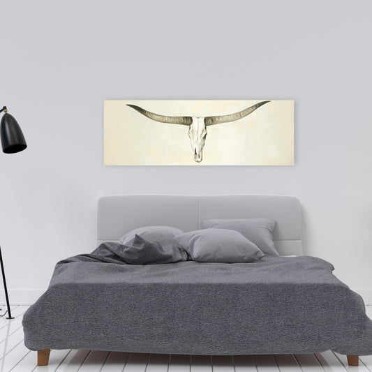 Longhorn Cattle Skull Rustic Canvas | Bedroom Wall Decor