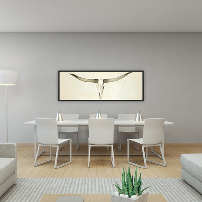 Toile représentant un crâne de bovin Longhorn - Décoration de chambre animalière marron