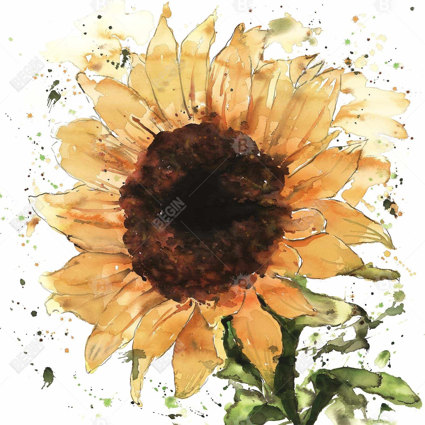 Big Sunflower Canvas - Brown Rustic Kitchen Home Decor Wall Art