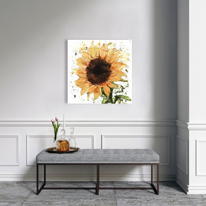 Big Sunflower Canvas - Brown Rustic Kitchen Home Decor Wall Art