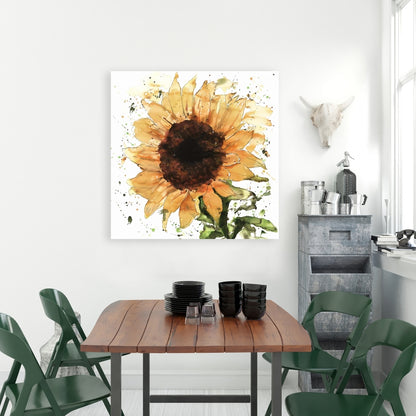 Big Sunflower Canvas - Brown Rustic Kitchen Home Decor Wall Art