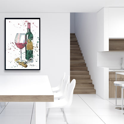 Bottle of Red Wine Canvas | Home Decor Framed Art