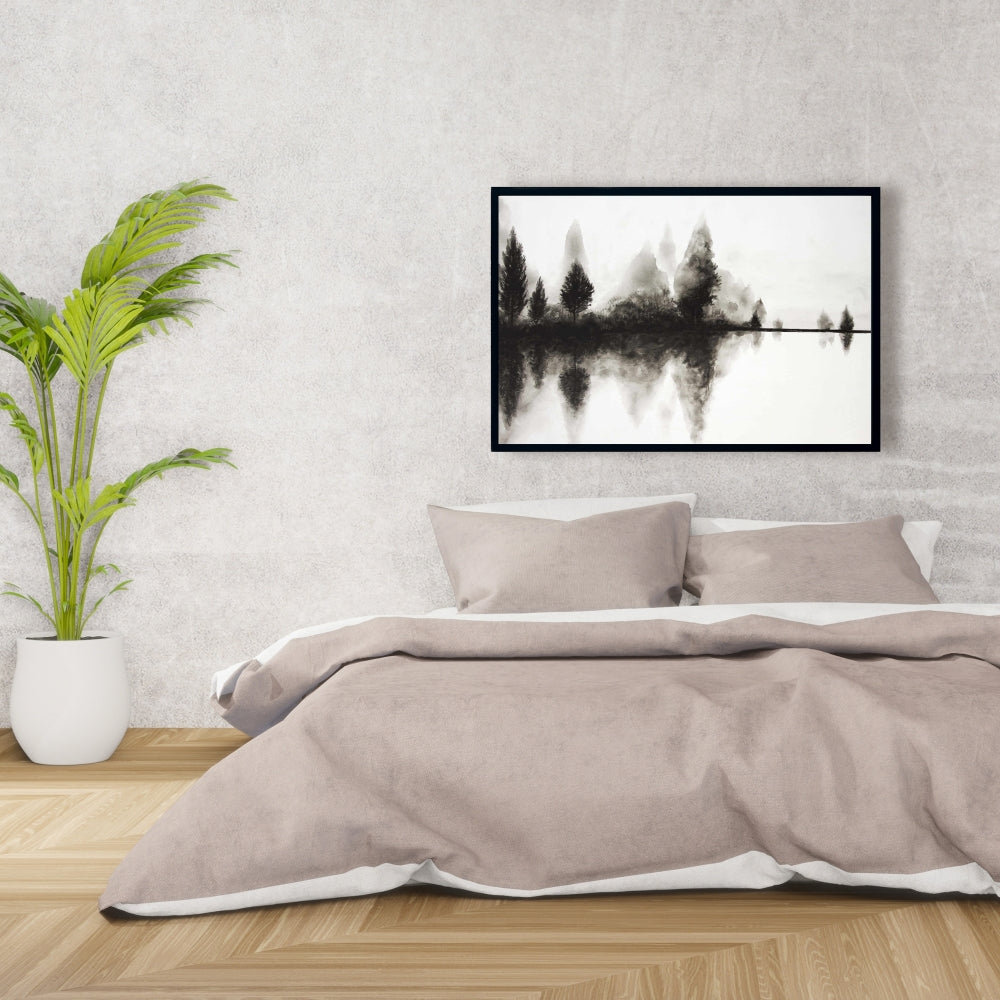 White Trees Minimalist Framed Canvas - Reflection Home Decor