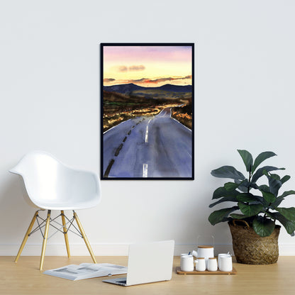 Blue Contemporary Canvas - On the Road to Scotland | Home Decor