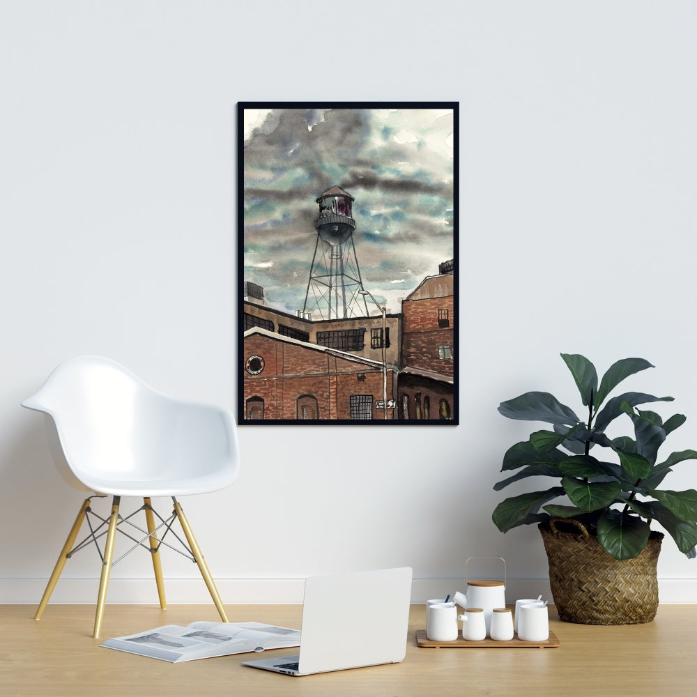 Water Tower in Williamsburg | Industrial Bedroom Wall Art Canvas