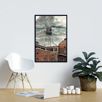 Water Tower in Williamsburg | Industrial Bedroom Wall Art Canvas