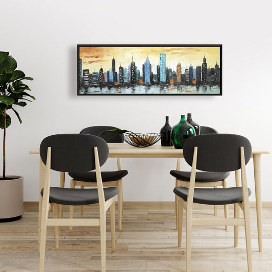 Skyline on Cityscape | Building Blue Cities Framed Canvas