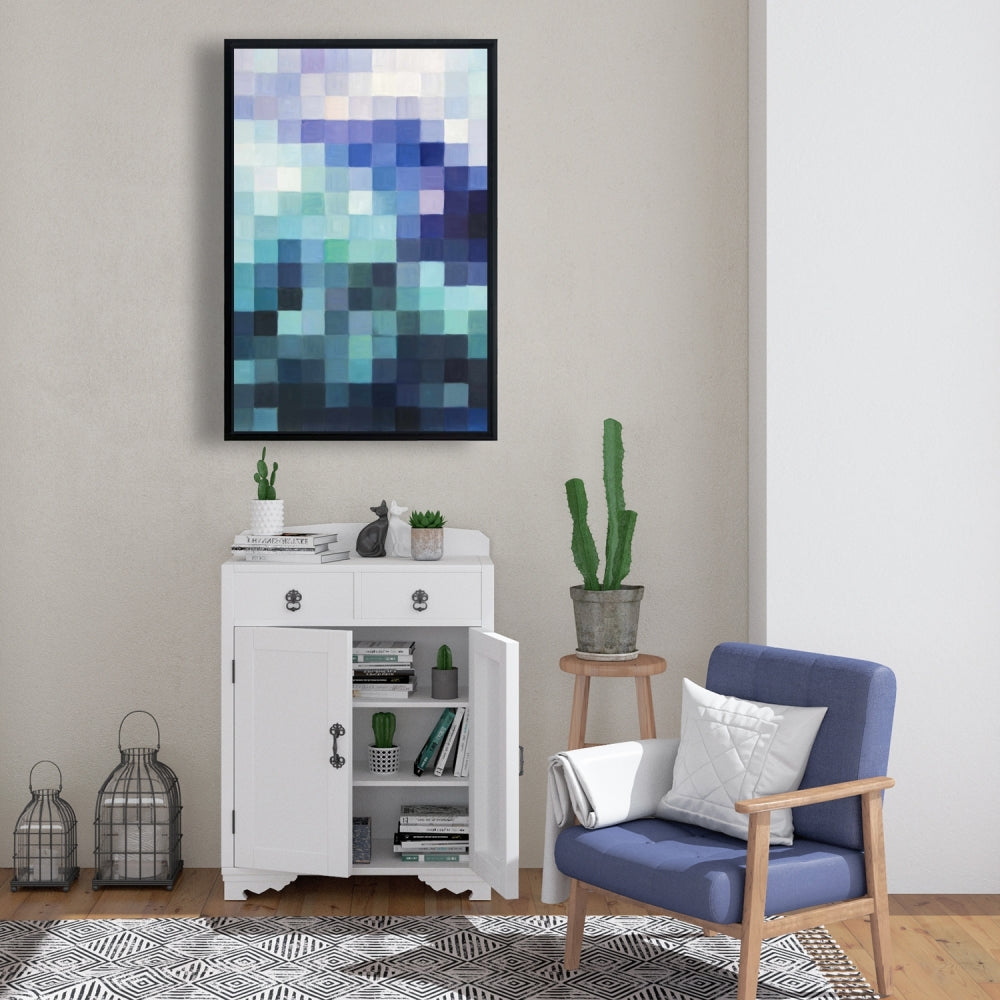 Modern Abstract Pixelized Landscape Framed Canvas | Home Decor