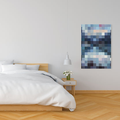 Pixelated Mountainous Landscape Canvas - Modern Bedroom Decor