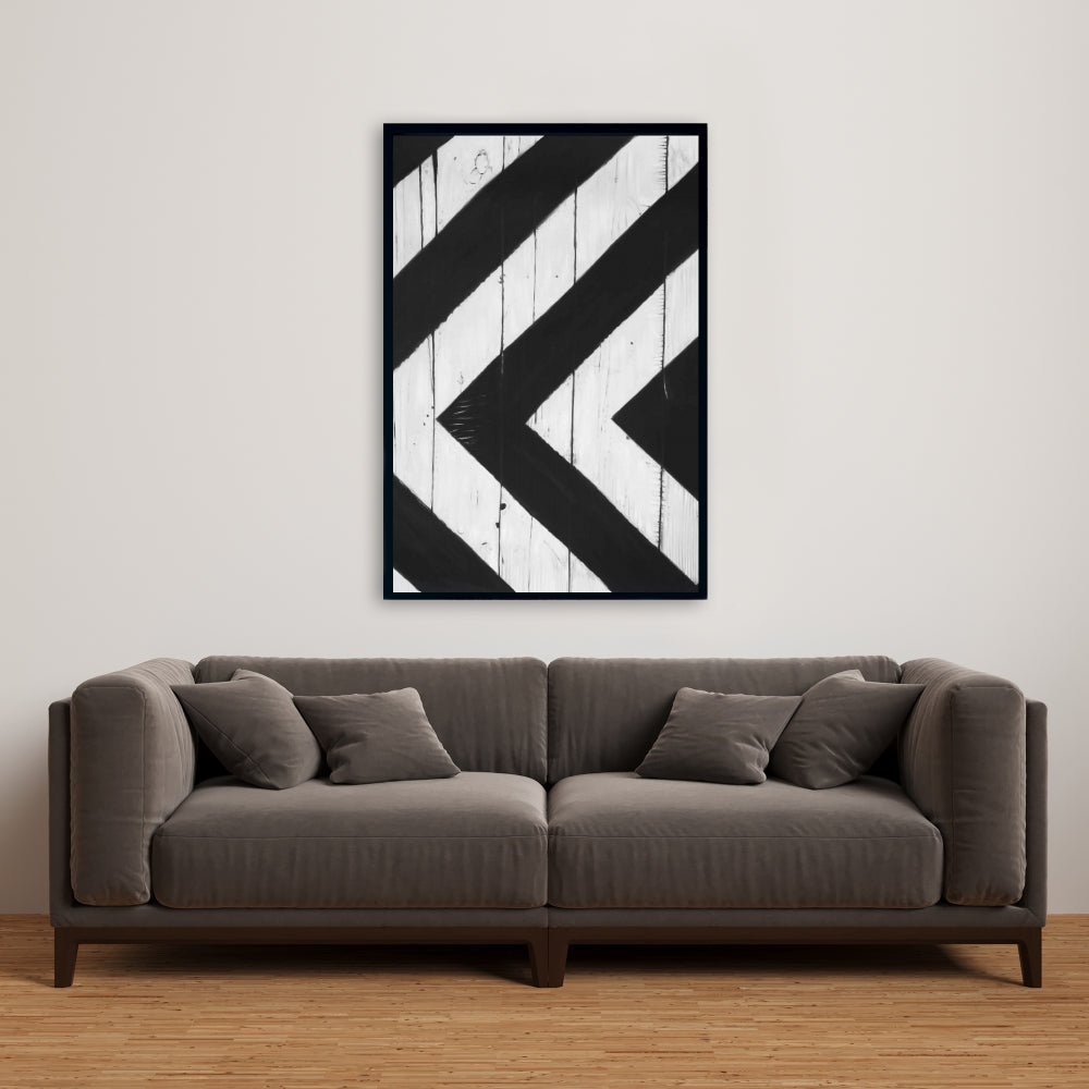 Losange minimaliste sur bois | Toile décorative encadrée blanche