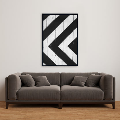 Losange minimaliste sur bois | Toile décorative encadrée blanche