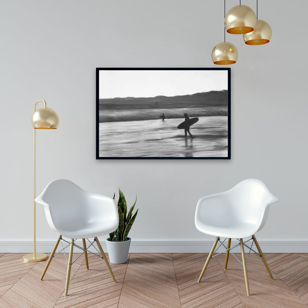 Toile de chambre à coucher « Surfeurs côtiers » | Décoration murale encadrée