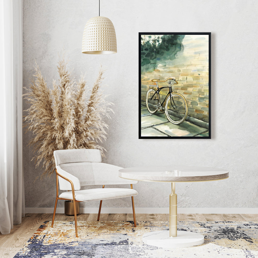 Toile « Vieux vélo urbain » | Décoration de chambre marron