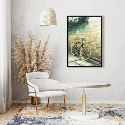 Toile « Vieux vélo urbain » | Décoration de chambre marron
